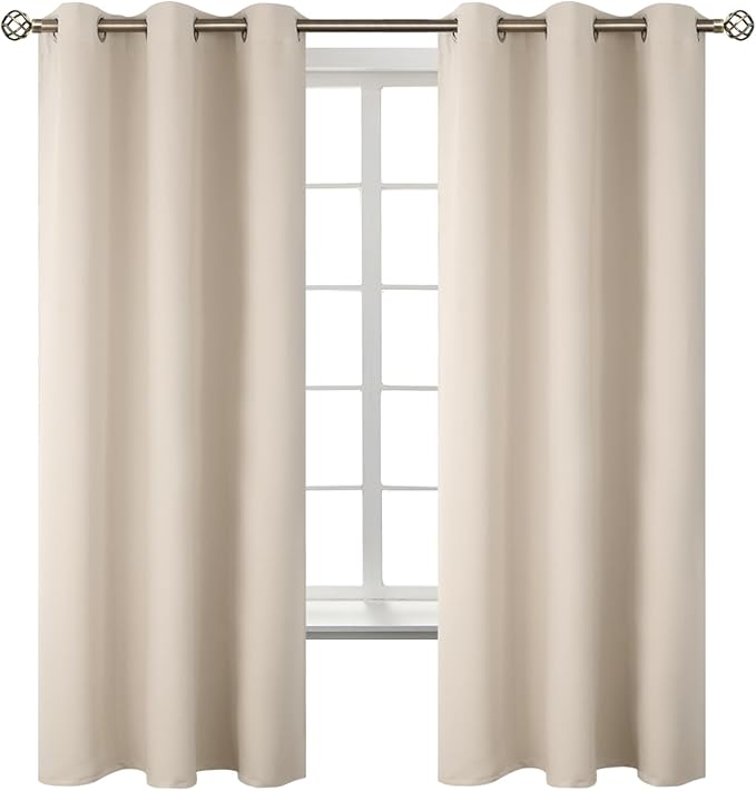 BGment Blackout Curtains - Grommet Thermal Insulated Room Darkening Bedroom and Living Room Curtains, Set of 2 Panels (42 x 72 Inch, Champagne)