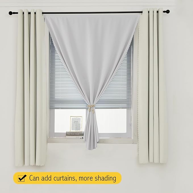 Blackout Curtains for Bedroom Sticky Curtain Blackout Window Cover Self Adhesive Curtains Rod No Drillng, 59" W X 84" L, Light Grey, 1 Panel