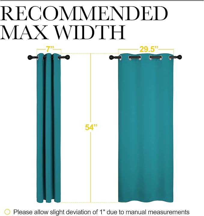 NICETOWN Room Darkening Curtains 54 inch Length 2 Panels, Thermal Insulated Grommet Blackout Curtains for Modern Casual Elegant Bedroom Kids Room Theme Decoration (Peacock Teal, 2 Pieces, W34)