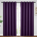 Yakamok Blackout Curtains Room Darkening Thermal Insulated Window Panels,Solid Grommet Top Drapes for Bedroom/Living Room(62Wx84L, Purple, 2 Panels)