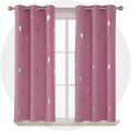 Deconovo Blackout Curtains Thermal Insulated Palm Fan Foil Print Grommet Room Darkening Curtain for Kids Bedroom 42 x 63 Inch Pink 2 Panels