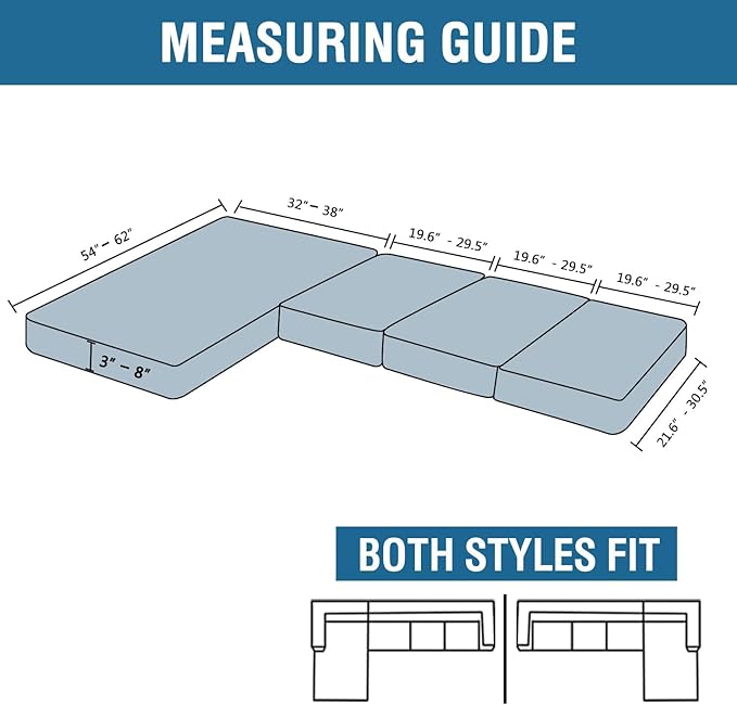 H.VERSAILTEX Velvet Stretch Sectional Sofa Covers - 4 Piece Seat Cushions for L Shape Sectional Couch (Large 3 Seater + 1 Chaise, Grey)