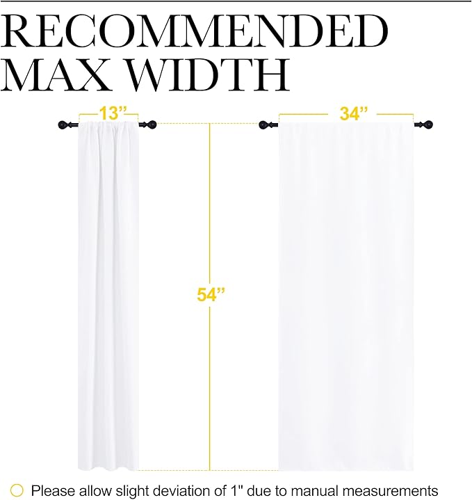 NICETOWN Kitchen Curtains, Short Home Decoration Curtains & Drapes, Small Window Draperies for Dining Room, Cupboard (White, 34 in x 54 in (W x L), Set of 2)