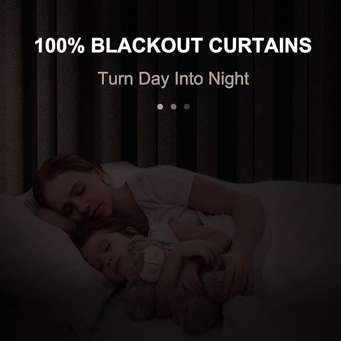 100% Blackout Shield Linen Blackout Curtains for Bedroom 84 Inches Long, Back Tab/Rod Pocket Living Room Drapes, Thermal Insulated Blackout Curtains 2 Panels Set, 50" W x 84" L, Beige