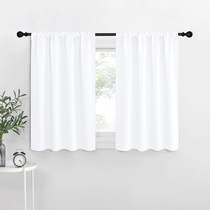 NICETOWN RV Curtains for Camper Windows, White for Kitchen, Home Decoration Light Filtering Drapes for Small Window (29" Wide by 30" Long, 1 Pair)