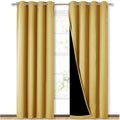 NICETOWN 100% Blackout Window Curtain Panels, Heat and Cold Blocking Drapes with Black Liner for Nursery, 84 inches Drop Thermal Insulated Draperies (Yellow, 2 Pieces, 52 inches Wide Each Panel)