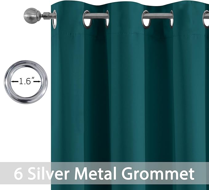 Yakamok Blackout Curtains for Bedroom 2 Panels Set 72 Inch Length Thermal Insulated Room Darkening Dark Black Out Drapery Grommet Window Treatments Drapes for Living Room, 38x72, Dark Teal