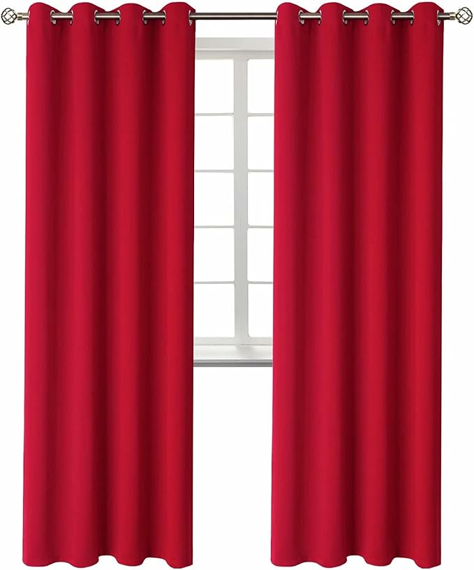 BGment Christmas Room Darkening Curtains 84 Inches Long - Grommet Thermal Insulated Drapes Window Treatment Curtains for Bedroom, 2 Panels, 52 x 84 Inch, Red
