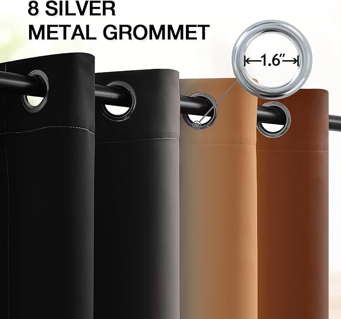 SimpleHome Ombre Room Darkening Curtains 84 inches Length for Bedroom,Grommet Gradient Light Blocking Burnt Orange and Black Gradient Window Curtains for Living Room,2 Panels, 52x84 inches