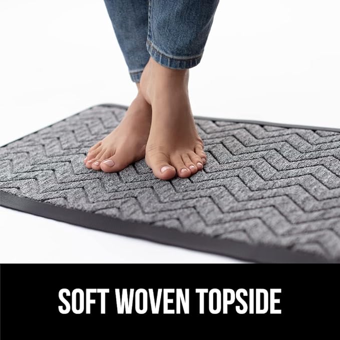 GORILLA GRIP 100% Waterproof All-Season WeatherMAX Doormat, 34x58, US Designed Natural Rubber, Stain and Fade Resistant, Low Profile Indoor Outdoor Door Mats, Easy Clean Patio Mat, Steel Chevron