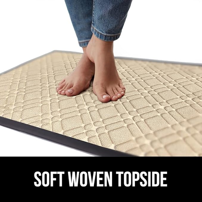 GORILLA GRIP 100% Waterproof All-Season WeatherMAX Doormat US Designed Natural Rubber, Stain and Fade Resistant, Low Profile Indoor Outdoor Door Mats, Easy Clean Patio Mat, 29x17, Modern Latte