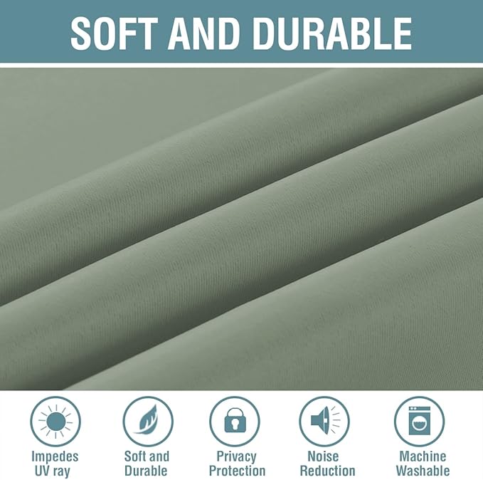 H.VERSAILTEX Blackout Curtain for Living Room Small Window Kitchen Blackout Curtains 45 inch Length Energy Saving Solid Grommet Blackout Drape, One Panel, Cyan, 52" W x 45" L