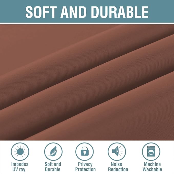 H.VERSAILTEX Blackout Curtain for Living Room Thermal Insulated Window Treatment Curtain Extra Long 108 inch Length Energy Saving Solid Grommet Blackout Drape, One Panel, Washed Spice, 52" W x 108" L