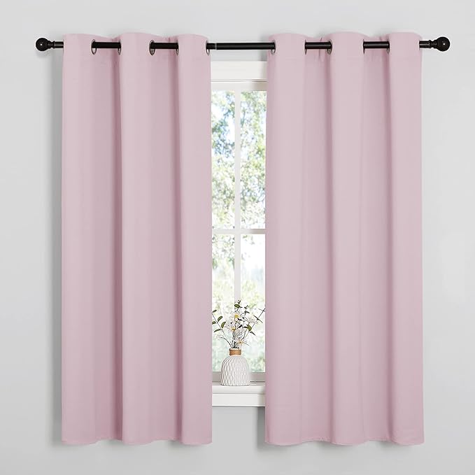 NICETOWN Baby Pink Blackout Curtains 68 inches Length for Laundry Room, 2 Panels, 42" Wide, Thermal Insulated Decoration Drapes for Office Window