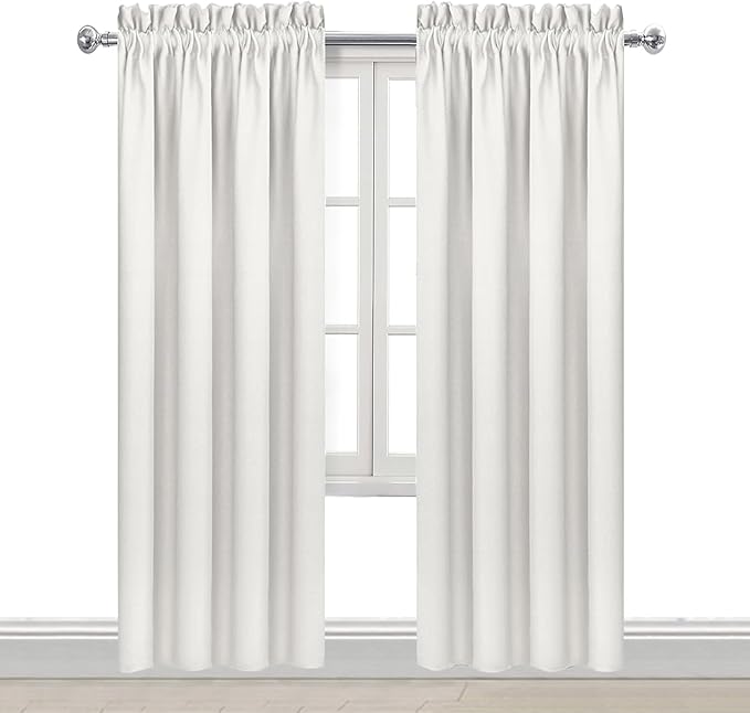 DWCN Blackout Curtains Thermal Insulated, Energy Saving & Noise Reducing Bedroom and Living Room Curtains, Ivory, W 38x L 84 Inch, Set of 2 Rod Pocket Curtain Panels