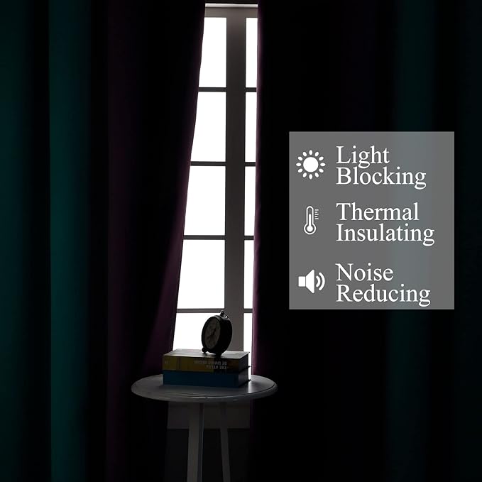 Estelar Textiler Teal and Purple Ombre Blackout Curtains 96 Inches Long 2 Panels for Living Room, Grommet Thermal Insulated Gradient Drapes, Full Light Blocking Curtains for Bedroom, 42x96 Inch