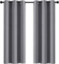Yakamok Room Darkening Gray Blackout Curtains Thermal Insulated Grommet Curtain Panels for Bedroom, 42W x 72L, Grey, 2 Panels