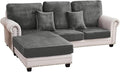Couch Cover 3-Piece Elastic Velvet Couch Cushion Covers & Chaise Slipcovers for L-Shaped Sofas - Sofa Seat Covers Washable, Soft Protector for Couches (2 Seater + Chaise, Grey)