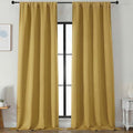 Simplebrand Blackout Extra 10ft Curtains for Patio 120 Inches Long 2 Panels Set, Solid Thermal Insulated Energy Saving Rod Pocket Window Treatment Curtains Blackout Drapes, 50" Wx120 L, Bright Gold