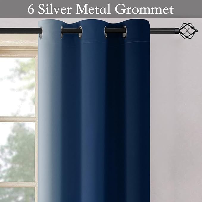 SimpleHome Ombre Room Darkening Curtains for Bedroom, Gradient Blue to Grey White Light Blocking Thermal Insulated Grommet Window Curtain/Drapes for Living Room,2 Panels, 42x84 inches Length
