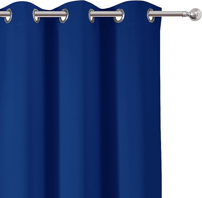 LEMOMO Blackout Curtains 40 x 63 inch/Royal Blue Curtains Set of 2 Panels/Thermal Insulated Room Darkening Bedroom Curtains