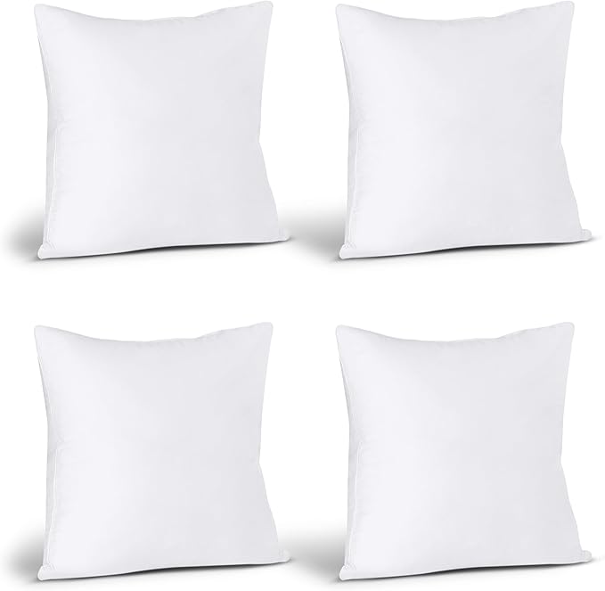 Utopia Bedding Throw Pillows (Set of 4, White) – 16 x 16 Inches Down Alternative Pillows for Bed, Sofa, and Couch - Fluffy Decorative Stuffer Pillow for Indoors & Outdoors