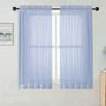 OWENIE Short Sheer Curtains for Bedroom Living Room 54 Inch Length 2 Panels Set, Soft Solid Light Filtering Sheer Curtain for Small Window, 2 Pcs Total 84 Width 54 Long, Demin