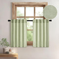 MIULEE Sage Green Kitchen Curtains 30 Inch Length 2 Panels, Soft Thick Linen Textured Semi Sheer Light Filtering Short Cafe Tier Curtains for Small Half Window Bathroom Laundry Back Tab Rod Pocket