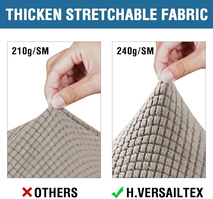 H.VERSAILTEX 4 Piece Stretch Sofa Covers for 3 Cushion Couch Covers for Living Room Furniture Slipcovers (Base Cover Plus 3 Seat Cushion Covers) Upgraded Thicker Jacquard Fabric (XL Sofa, Taupe)