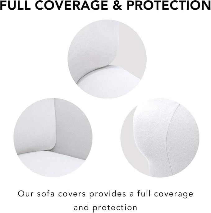PureFit Super Stretch Chair Sofa Slipcover – Spandex Non Slip Soft Couch Sofa Cover, Washable Furniture Protector with Non Skid Foam and Elastic Bottom for Kids, Pets （Chair, White
