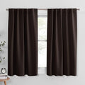 Pony Dance Short Length Curtains for Kitchen, Solid Half Window Curtain Tiers for Bathroom Energy Saving Privacy Shade for RV Camper (2 Panels, Brown, 34x45 Inch)
