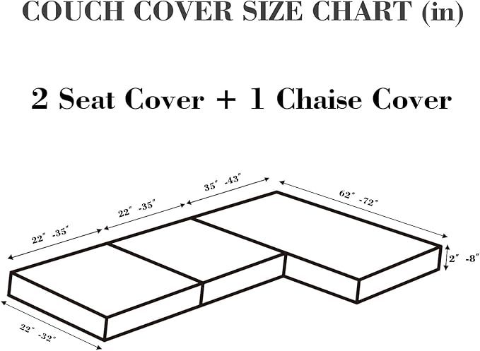 Sofa Covers Couch Covers for Sofa Pet Friendly Couch Cushion Covers Universal Sofa Covers Washable Stretch Slipcovers for Sectional Sofa (Texture Gray, 2 Seats + Chaise Cover)