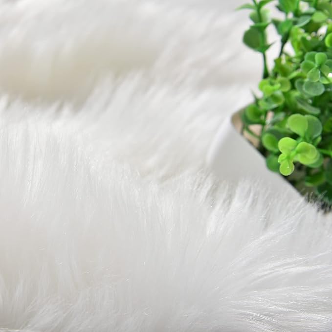 Goolela White Sheepskin Area Rug 9x12 Fluffy Fuzzy Furry Rug for Bedroom Living Room Faux Fur Shaggy Soft Rectangle
