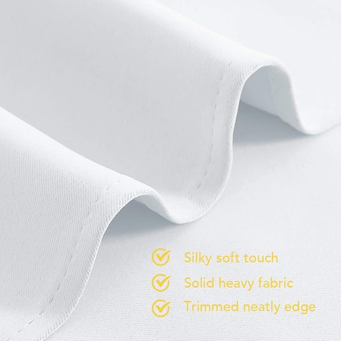 NICETOWN White Curtains for Living Room, Set of 2, W34 x L60, Thermal Insulated Window Treatment 50% Light Blocking Solid Grommet Top for Bedroom/Girl's, Adult Room