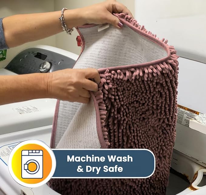 Muddy Mat® | Super Absorbent Door Mat Indoor, Microfiber Quick Dry Chenille Entryway Rug, Non-Slip Front Door Mat, Indoor Mats for Entryway, Machine Washable Pet Rug, Pink 48"x72"