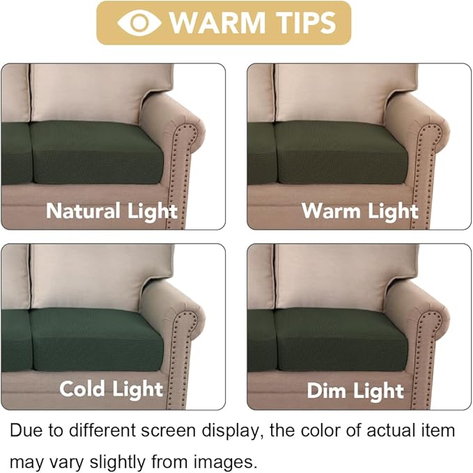 H.VERSAILTEX Super Stretch Individual Seat Cushion Covers Sofa Covers Couch Covers Slipcover Sets Thick Jacquard Textured Twill Fabric (2 Piece Large Sofa Cushion Covers, Olive)
