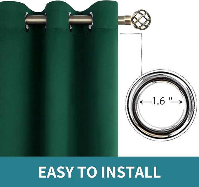 BGment Blackout Curtains for Bedroom - Grommet Thermal Insulated Room Darkening Drapes for Living Room, Set of 2 Panels (70 x 84 Inch, Emerald Green)