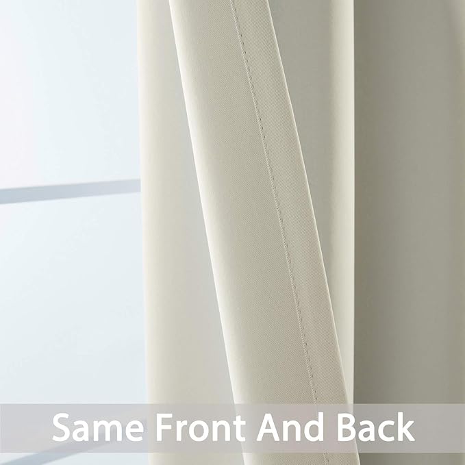 Yakamok Blackout Curtains Room Darkening Thermal Insulated Grommet top Window Curtains for Living Room, 52 x 72 Inch, Light Beige, Set of 2