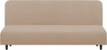 U-NICE HOME Stretch Futon Cover Armless Bed Slipcover - Soft Jacquard Fabric Washable for Pet Friendly, Camel