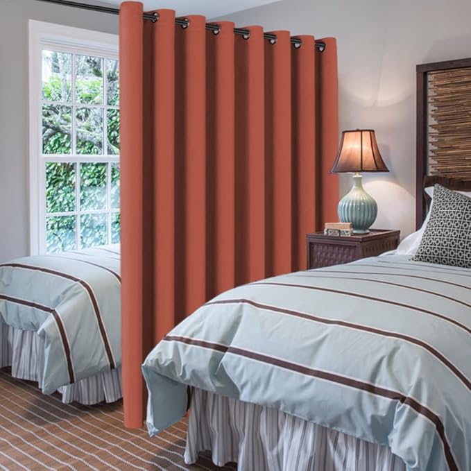 H.VERSAILTEX Blackout Patio Curtains 100 x 96 Inches for Sliding Door Extral Wide Blackout Curtain Panels Thermal Insulated Room Divider - Grommet Top, 8' Tall by 8.5' Wide - Orange