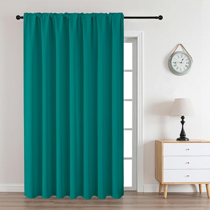 CUCRAF Turquoise Blackout Curtains Customize, Rod Pocket Room Darkening Curtain for Bedroom Living Room, Thermal Insulated Window Drapes 1 Panel (Custom Size, Color)