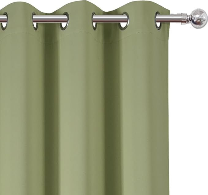 LEMOMO Sage Green Thermal Blackout Curtains/42 x 95 Inch/Set of 2 Panels Room Darkening Curtains for Bedroom
