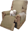 U-NICE HOME Recliner Chair Covers Reversible Quilted Water Repellent Pet Protectors with Elastic Straps (23''Recliner Small, Light Camel/Beige)