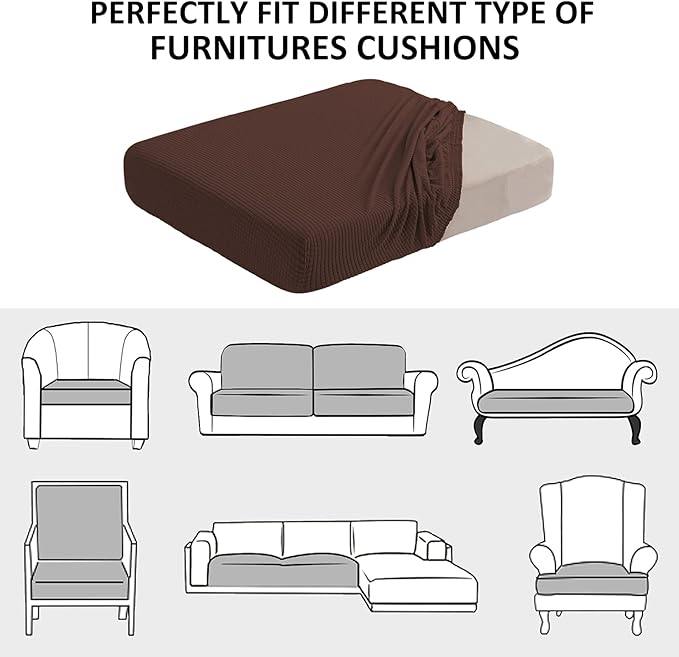 Water Repellent Sofa Seat Covers for Living Room 3 Seater Super Fit and Soft Flexibility with Elastic Bottom Couch Seat Coat (Sofa Cushion, Chocolate)