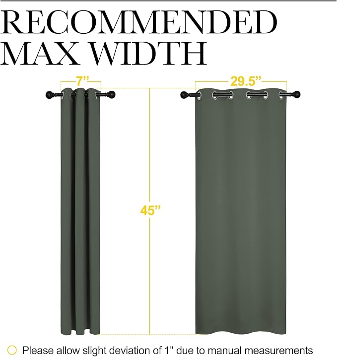 NICETOWN Dark Mallard Blackout Curtain Panels for Bedroom, Thermal Insulated Grommet Top Blackout Draperies and Drapes for Basement (2 Panels, W34 x L45-inch)