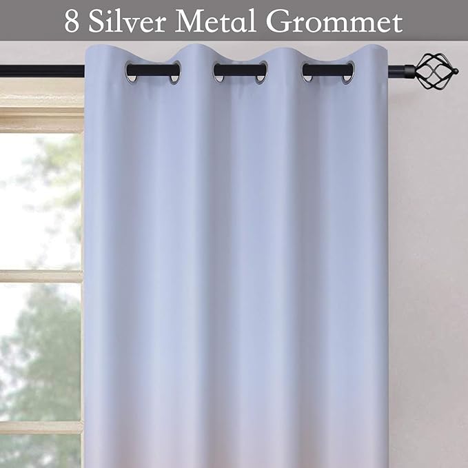 SimpleHome Ombre Room Darkening Curtains for Bedroom, Light Blocking Gradient Grey White to Coral Thermal Insulated Grommet Window Curtains/Drapes for Living Room,2 Panels, 52x84 inches Length