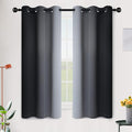 SimpleHome Ombre Room Darkening Curtains for Bedroom, Gradient Black to Grey White Light Blocking Thermal Insulated Grommet Window Curtain/Drapes for Living Room,2 Panels, 42x63 inches Length