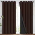 Yakamok 100% Blackout Curtains for Bedroom, 2 Thick Layers Thermal Insulated Grommet Total Blackout Drapes with Black Liner for Living Room (62Wx96L,Chocolate Brown, 2 Panels)
