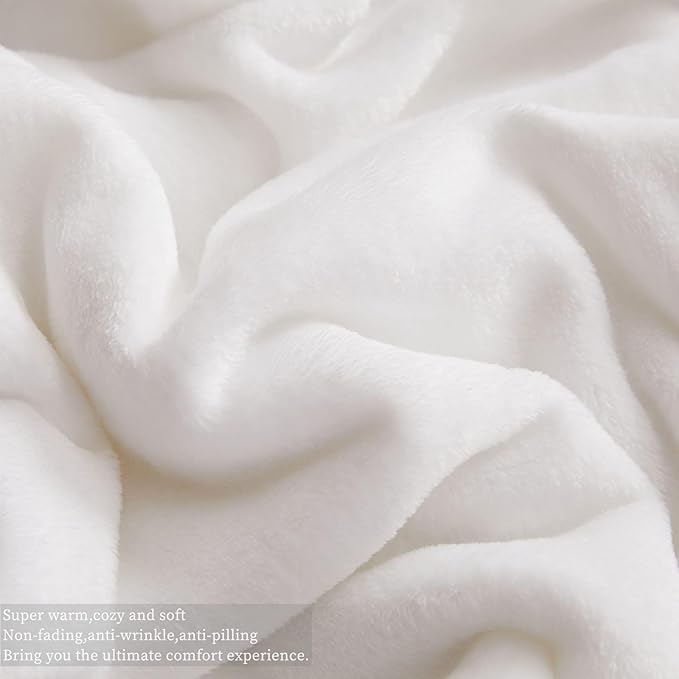 KMUSET Fleece Blanket White Queen Size Lightweight Cozy Plush Microfiber Bed Blanket Factory Shop