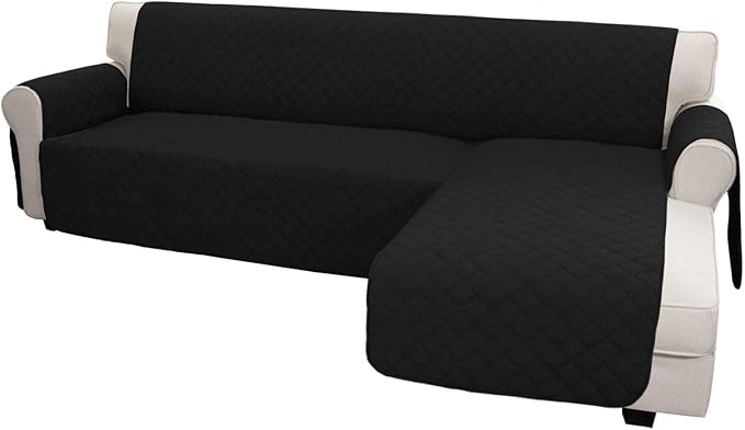 Easy-Going Sectional Couch Covers for Dogs L Shape Sofa Cover Reversible Sofa Slipcover Chaise Lounge Cover Furniture Protector Cover for Pets Dog (Large,Black/Black)